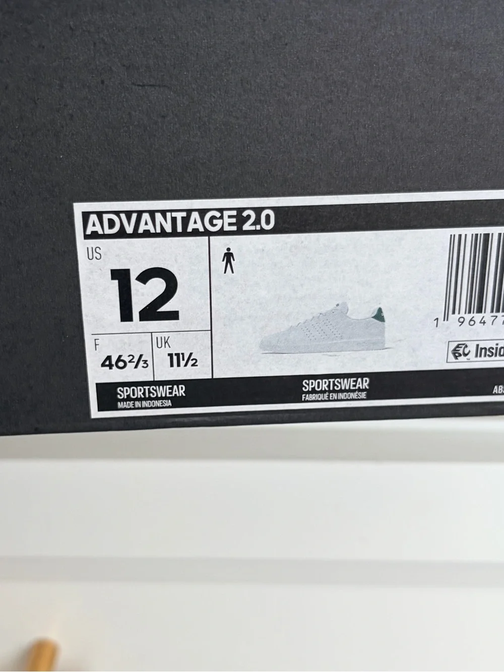 adidas Advantage 2.0 White Casual Sneakers with Green Heel Tab